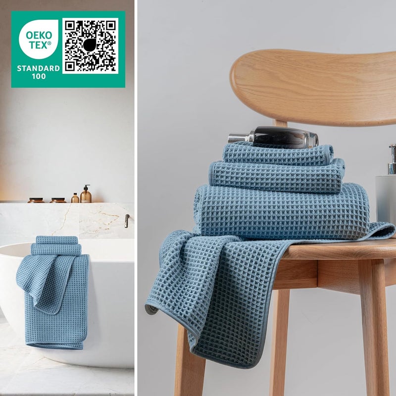 MICROFI New Microfiber Waffle Bath Towels, 3 Pieces, Oversized, Soft, Absorbent, Fast Drying, Lint Free, Includes Bath, Face and Hand Towels - Image 4